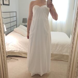 White Satin And Chiffon Wedding Or Prom Dress